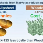 Photo showing that fibre-pul slipsheets from Marvatex cost 4-12 times less than wooden pallets