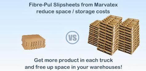 Photo showing how much space you save when using Marvatex fibre-pul slipsheets