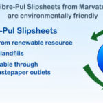 Photo showing how Fibre-pul slipsheets from Marvatex are environmentally friendly because they are produced from renewable resources, don't fill up landfills, and fully recyclable through common wastepaper outlets